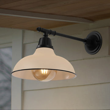 Wallace 12.25" Farmhouse Industrial Indoor/Outdoor Iron LED Victorian Arm Outdoor Sconce
